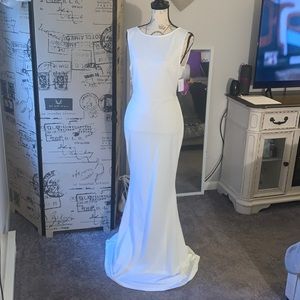 All white back out gown